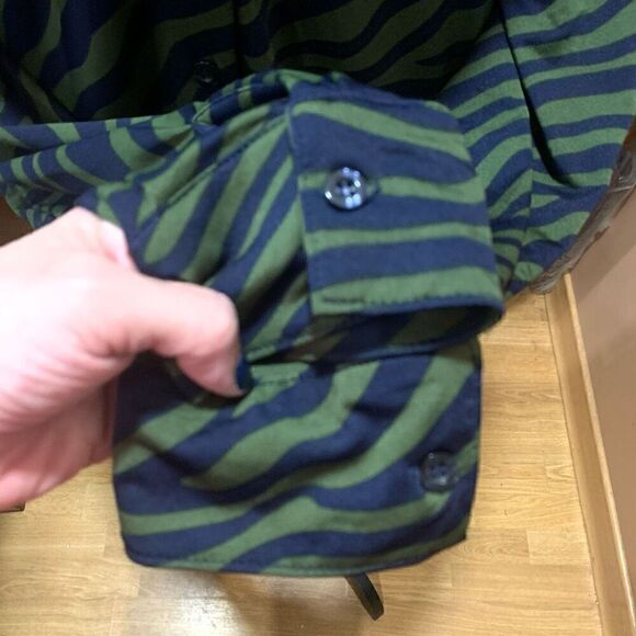 Eloquii Zebra Print MIDI Shirt Dress Green Blue Tie Waist Button Up Womn Plus 20 - Picture 10 of 11